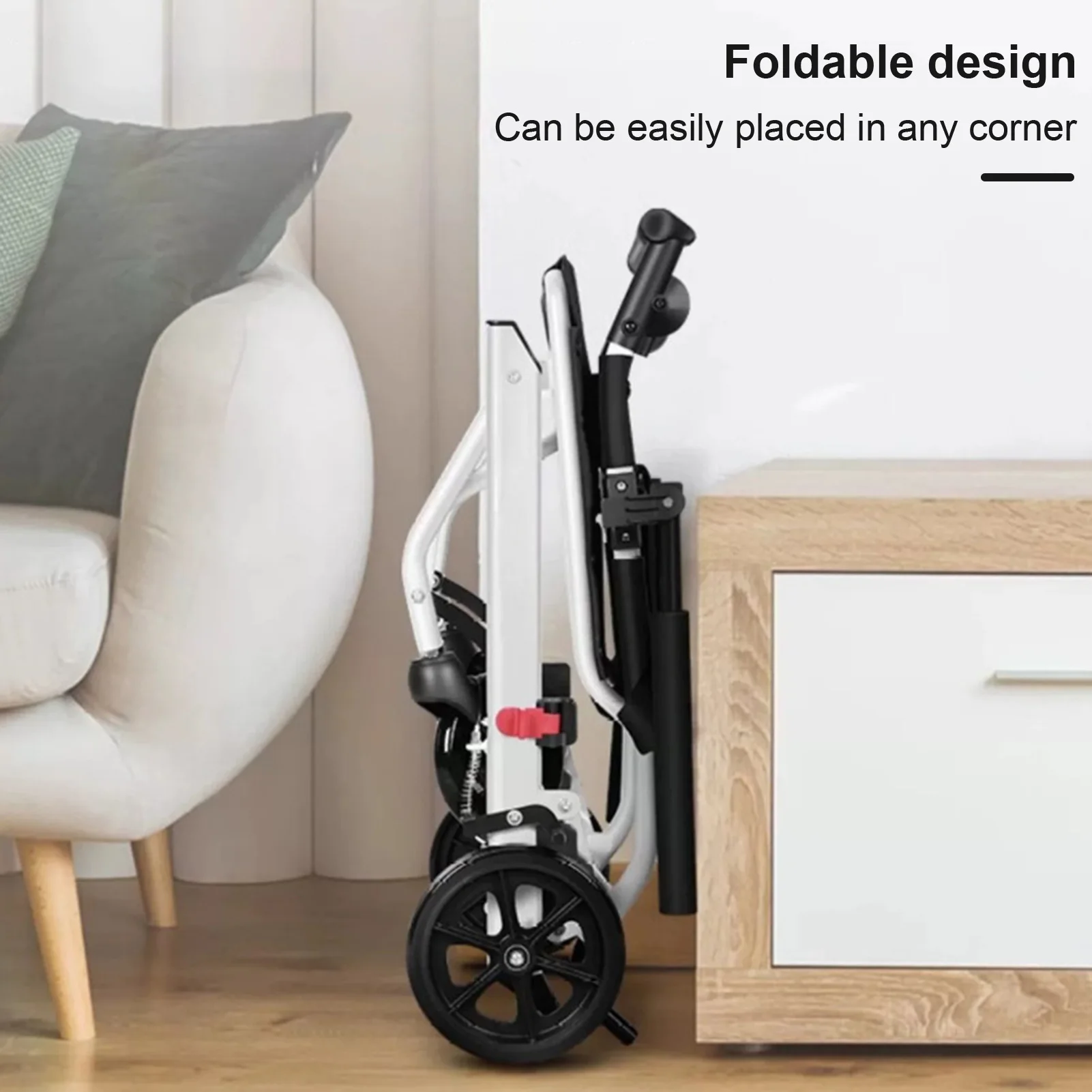 Opgevouwen compacte rolstoel